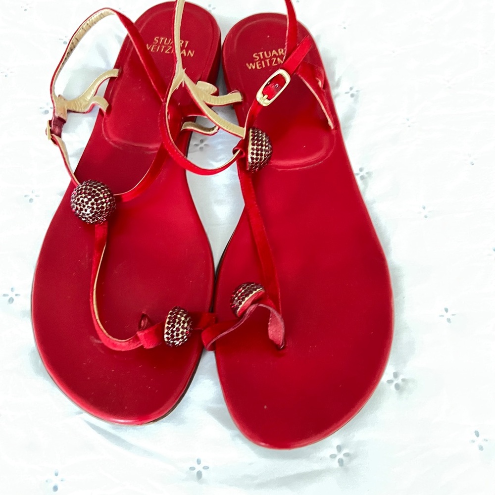 Designer leather suede sandals with Swarovski crystals